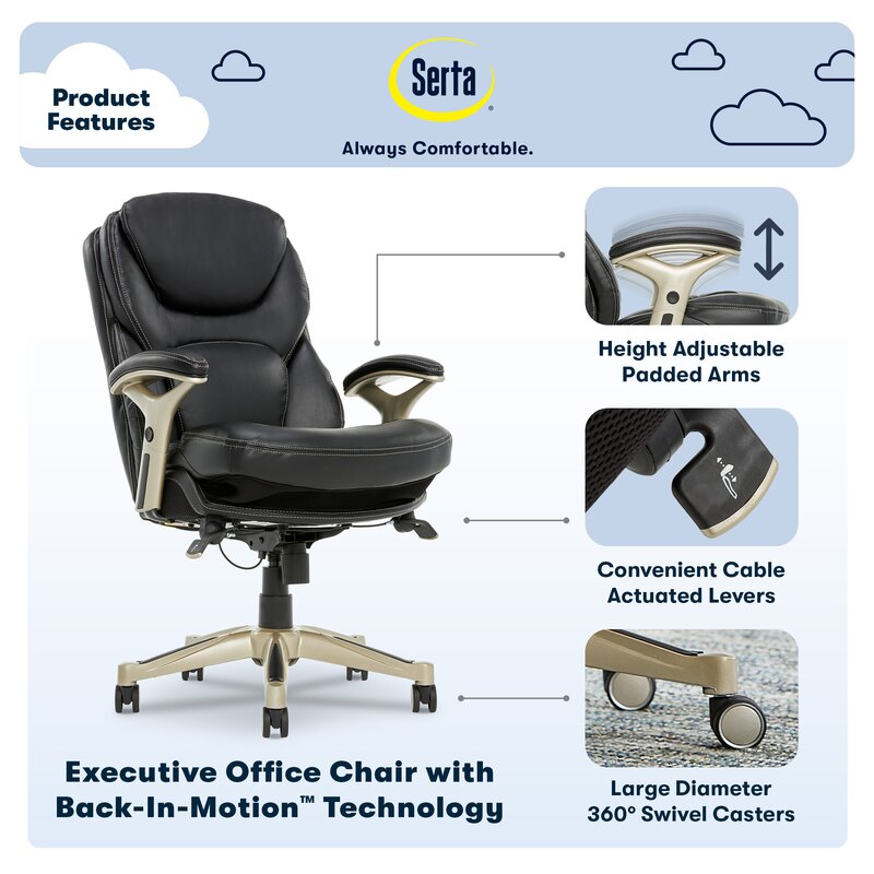 Serta At Home Serta Works Ergonomic Executive Chair Reviews Wayfair   Serta Works Ergonomic Executive Chair 